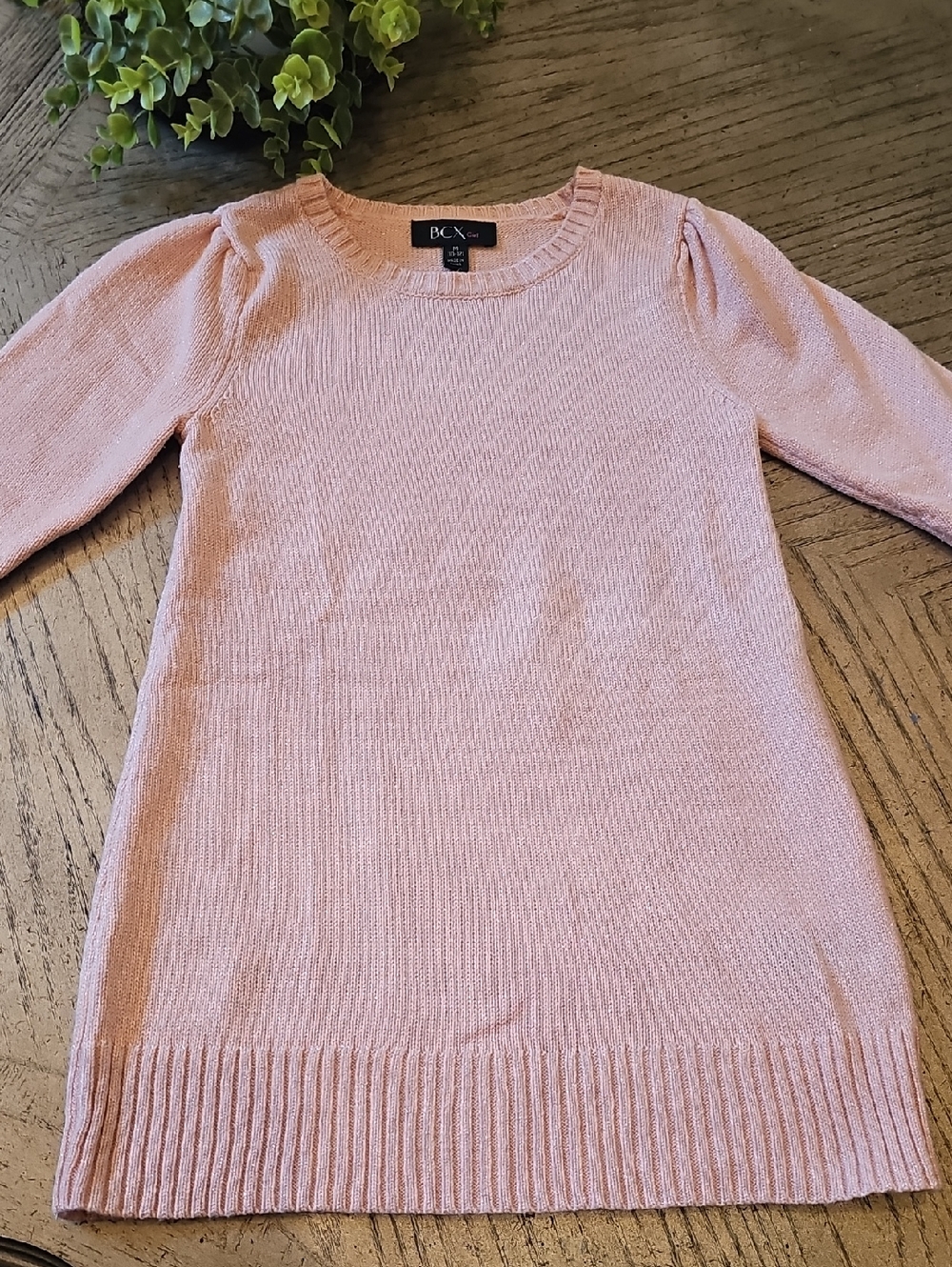 BCX Blush Pink Shimmer Knit Scoop-Neck Sweater Size M 10/12